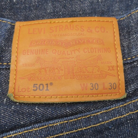 Levi's Premium 501 Selvedge Neppy Cotton Hemp Raw Denim Jeans 30x30 Dark Blue - Picture 6 of 9